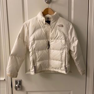 Girls North Face white down coat